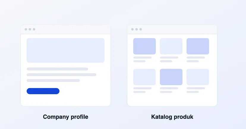 Perbandingan tampilan website company profile dan website katalog produk