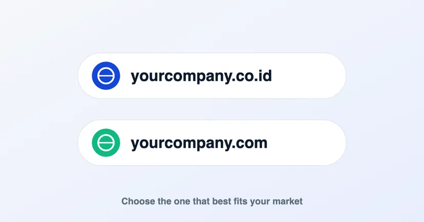Illustration of choosing between a .co.id and a .com domain