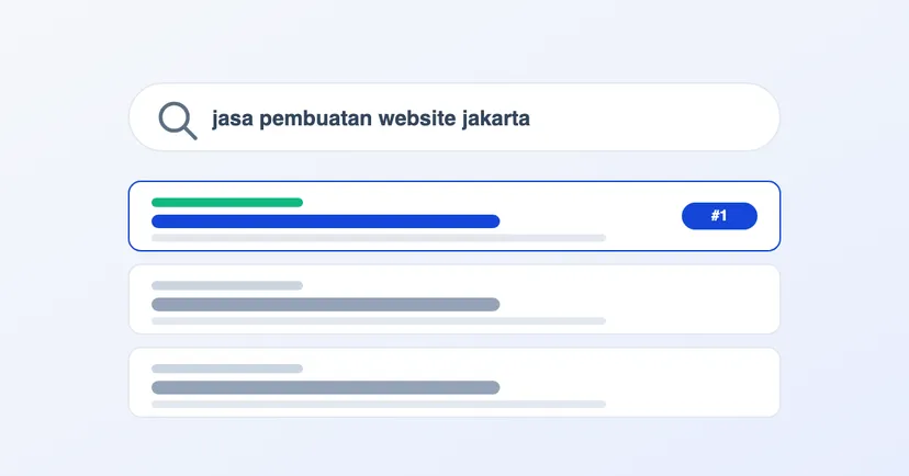 Ilustrasi hasil pencarian Google dengan website di posisi pertama