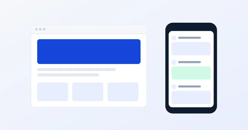 Illustration of a company website and social media on a phone