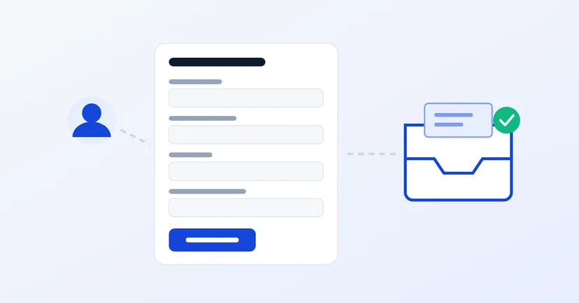 Illustration of a website quote request form being sent to the sales team