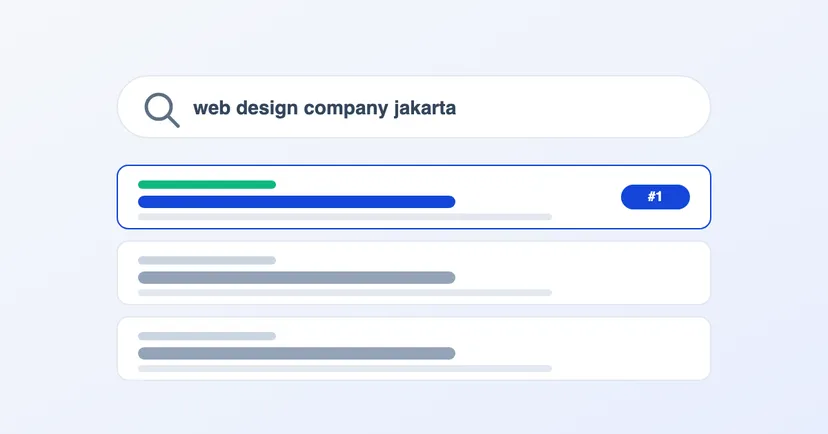 Illustration of Google search results with a website in first place
