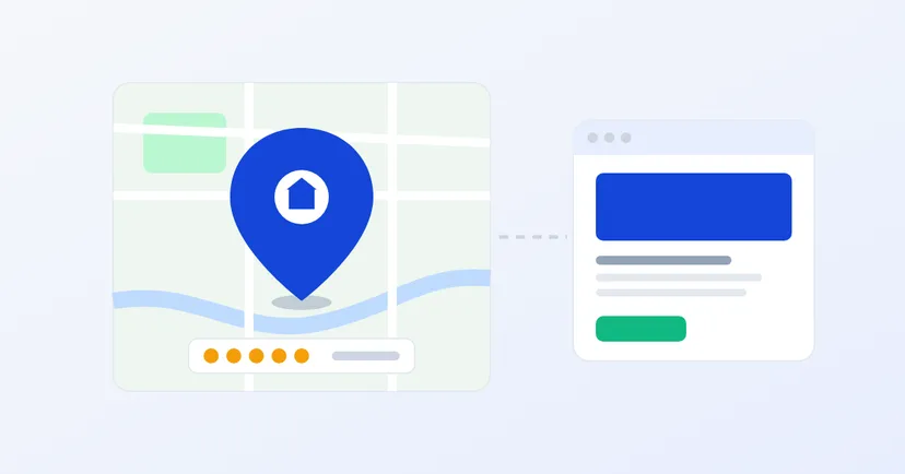 Illustration of a business profile on Google Maps linked to the company website
