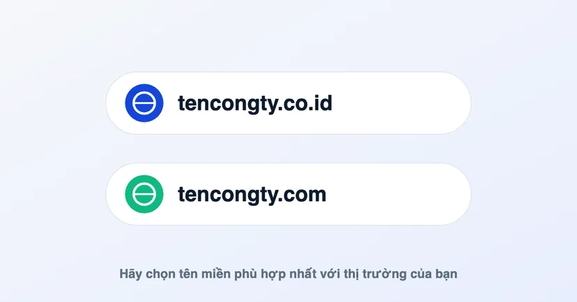 Minh họa lựa chọn giữa tên miền .co.id và .com
