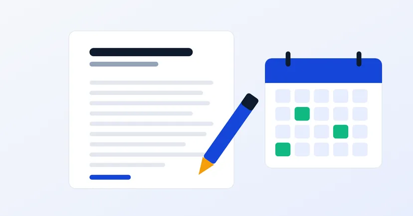 Illustration of writing an article in a CMS with a publishing calendar